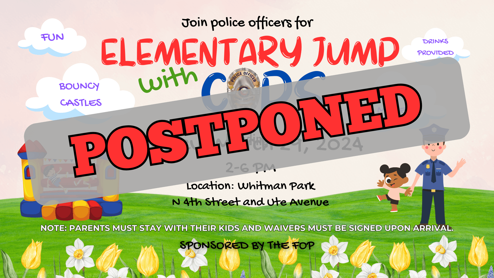 POSTPONED text over Jump with Cops