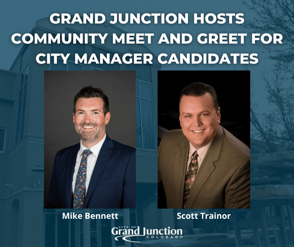 A blue graphic background with two headshots included. Text on graphic. 