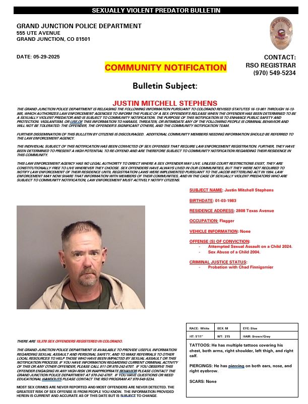 Justin Mitchell Stephens Community Notification 2025