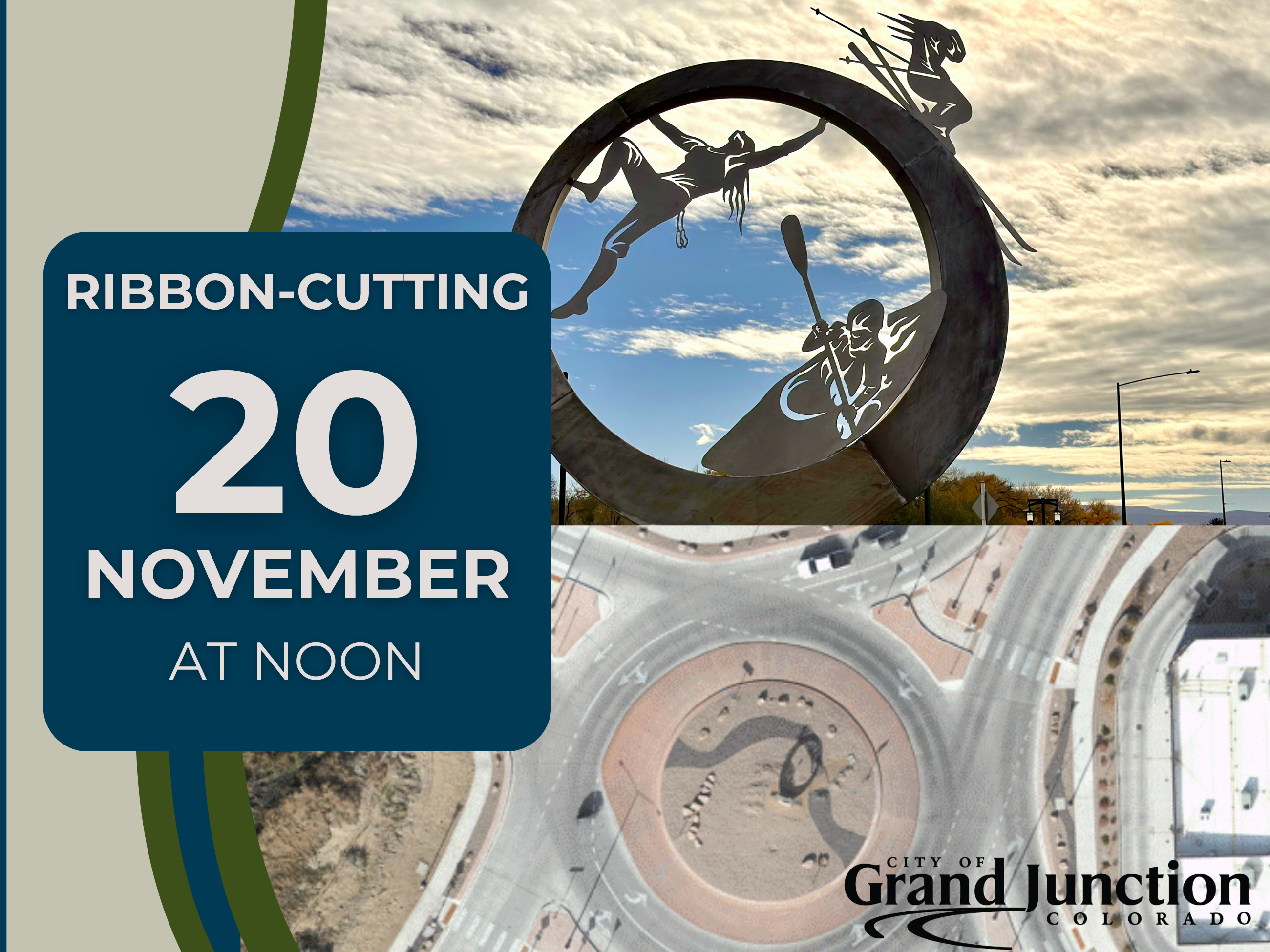 Two photos of the Horizon Drive and G Road Roundabout 