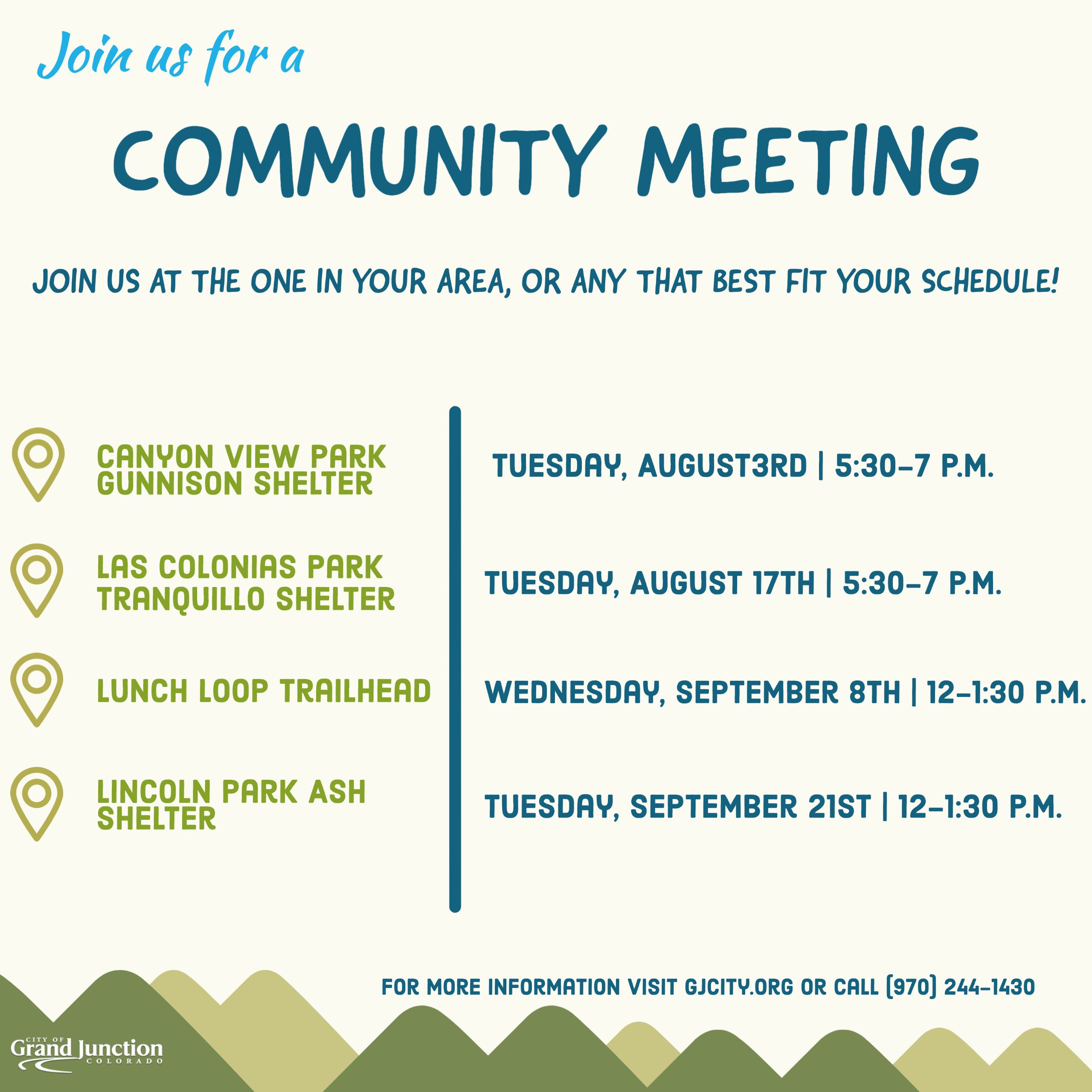 Community Meeting Graphic with dates