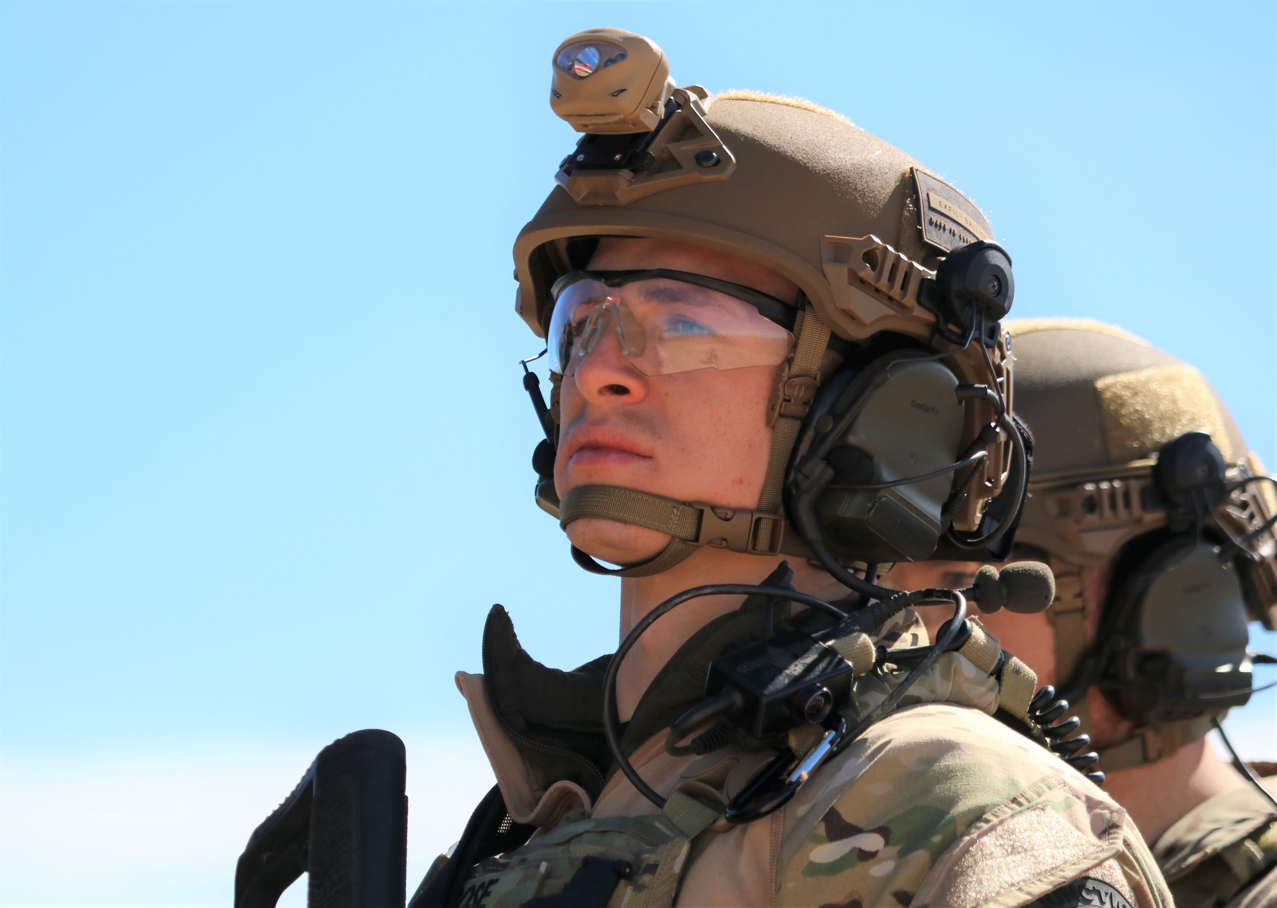 Photo of a GJPD SWAT Operator with a helmet on during training